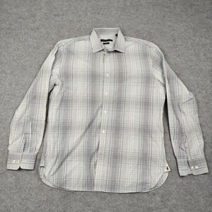 John Varvatos Dress Shirt Mens 16 32/33 Blue Check Regular Fit Long Sleeve